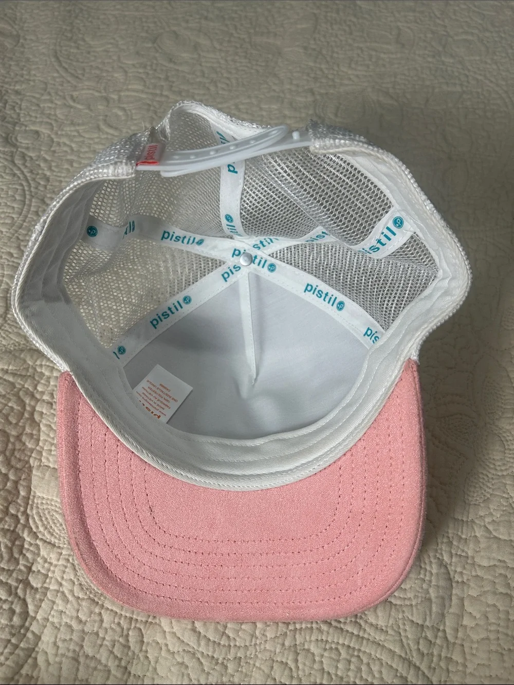 pistil Pink Mesh Trucker Hat with Mountain Sunrise Patch